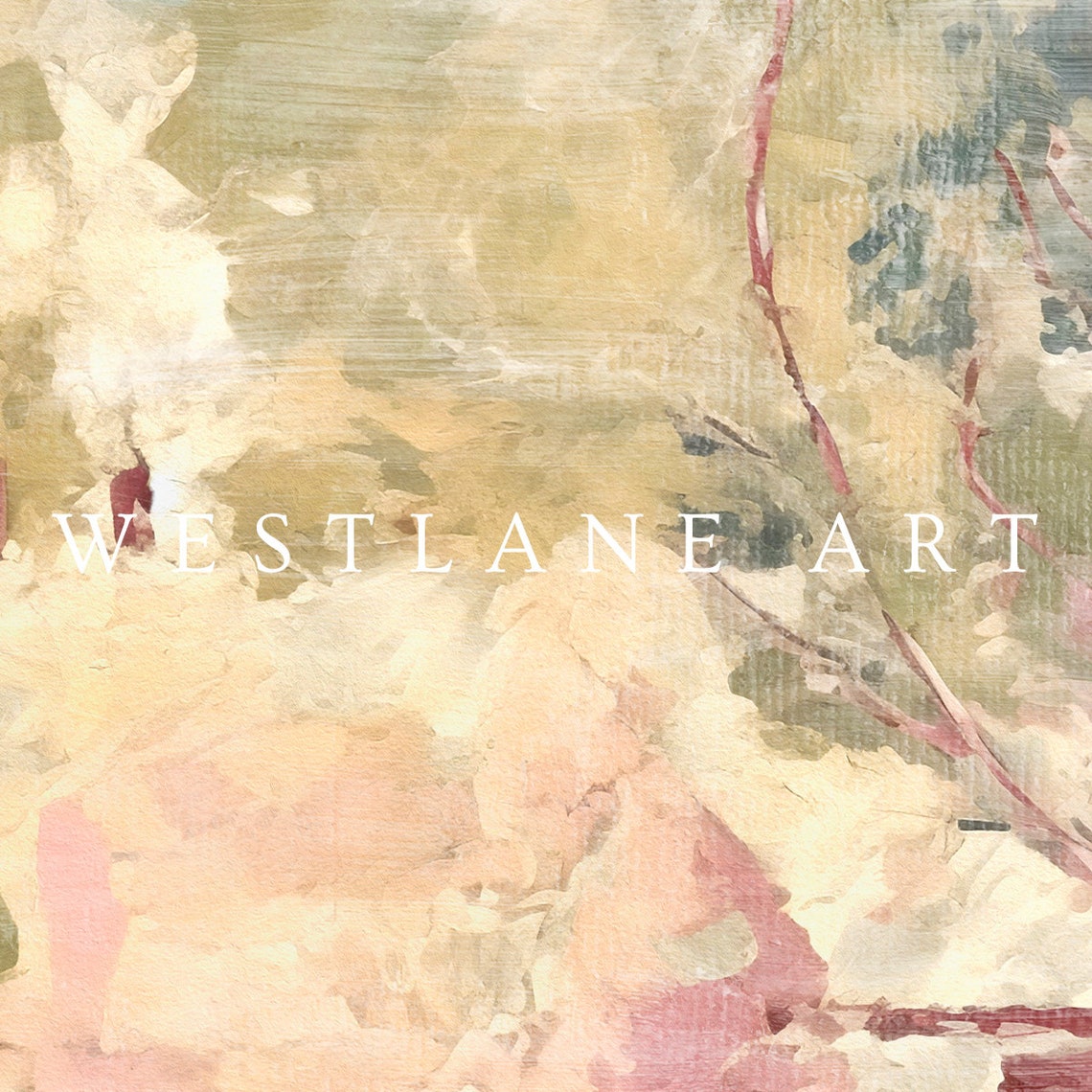 Pastel Abstract Spring Landscape Soft Green Pink Meadow Art Poster - Image 3