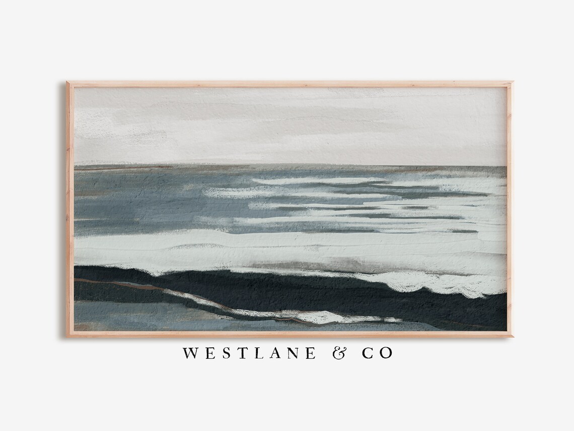 Abstract Coastal Paintings, Ocean Beach Decor - Image 2