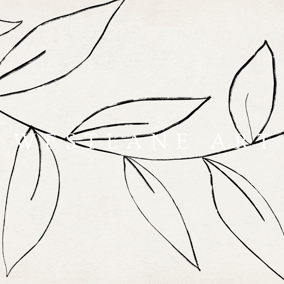 Minimalist Single Line Leaf Branch Botanical Sketch Wall Art - Image 2