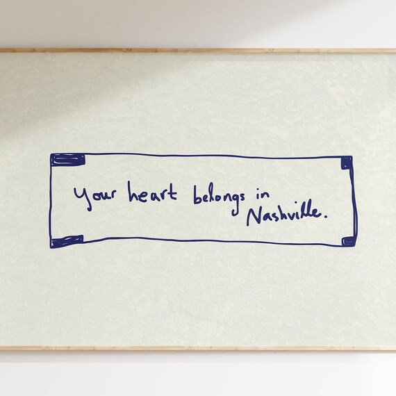 Nashville Print Tennessee Wall Art Trendy Minimalist Decor Digital Download Horizontal