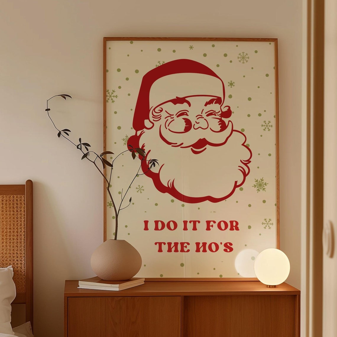 I Do It For The Hos Retro Santa Funny Christmas Quote Poster