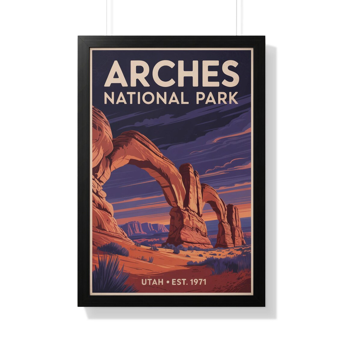 Arches National Park Utah Red Rock Arch Vintage Sunset Travel Poster