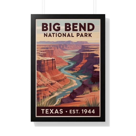 Big Bend National Park Texas Desert Canyon River Retro Travel Poster