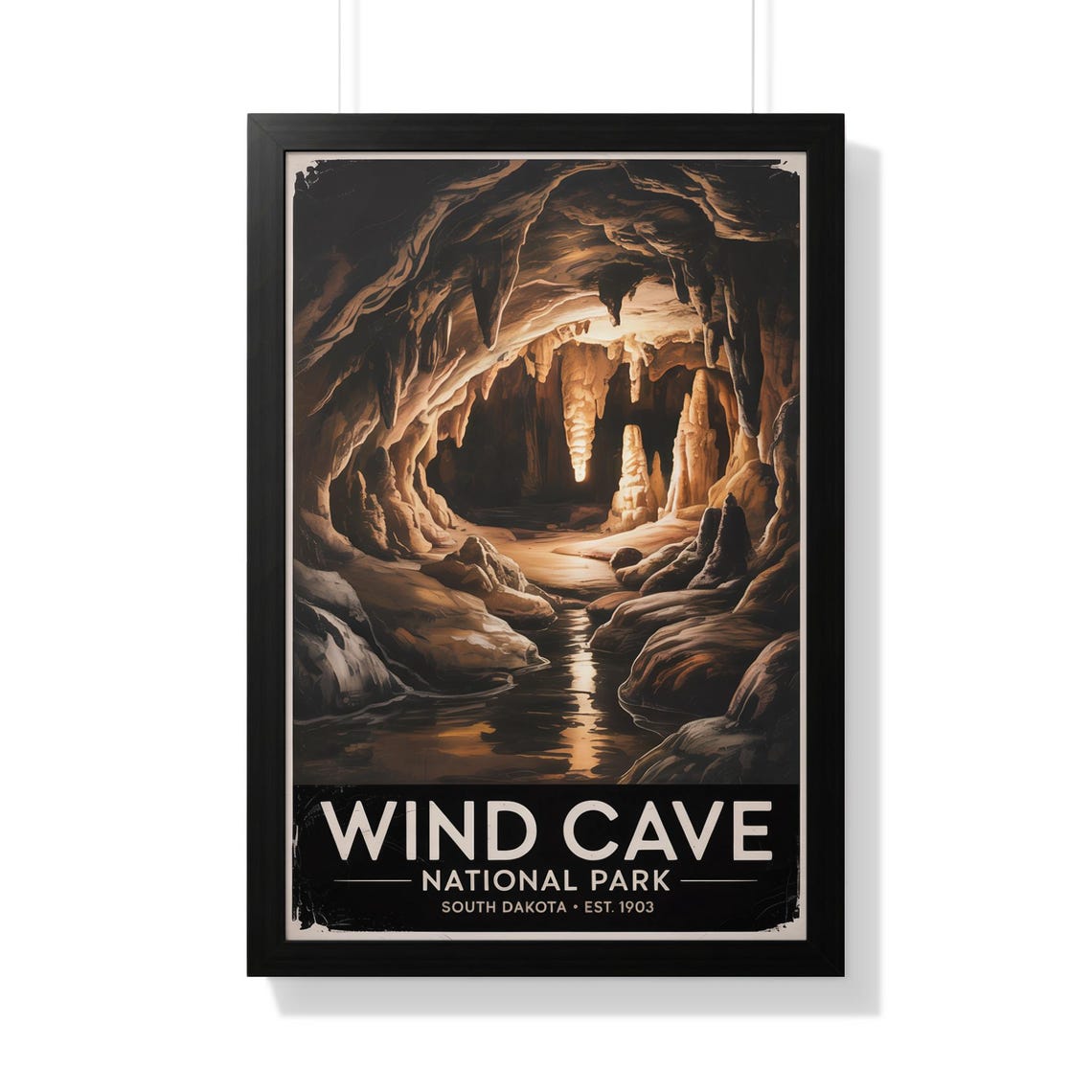 Wind Cave National Park South Dakota Stalactites Vintage Poster