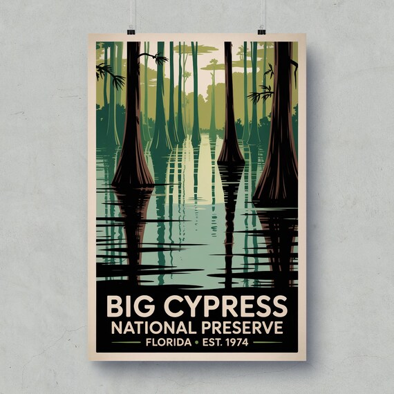 Big Cypress National Preserve Vintage Travel Poster Florida Wetland Art