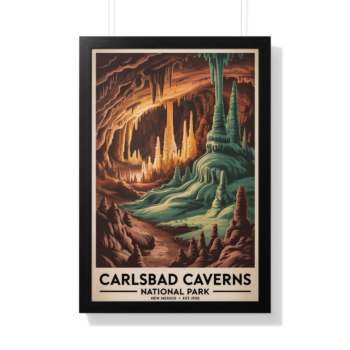 Carlsbad Caverns National Park New Mexico Cave Formations Vintage Poster