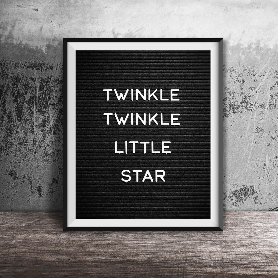 Twinkle Twinkle Little Star Black Felt Letter Board Quote Art Poster