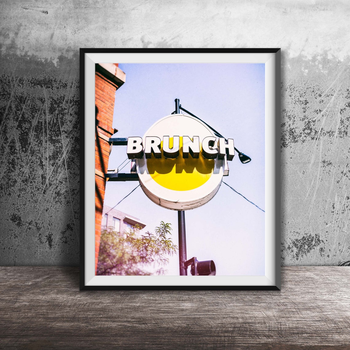 Vintage Sunny Side Up Fried Egg Brunch Roadside Sign Chicago Poster