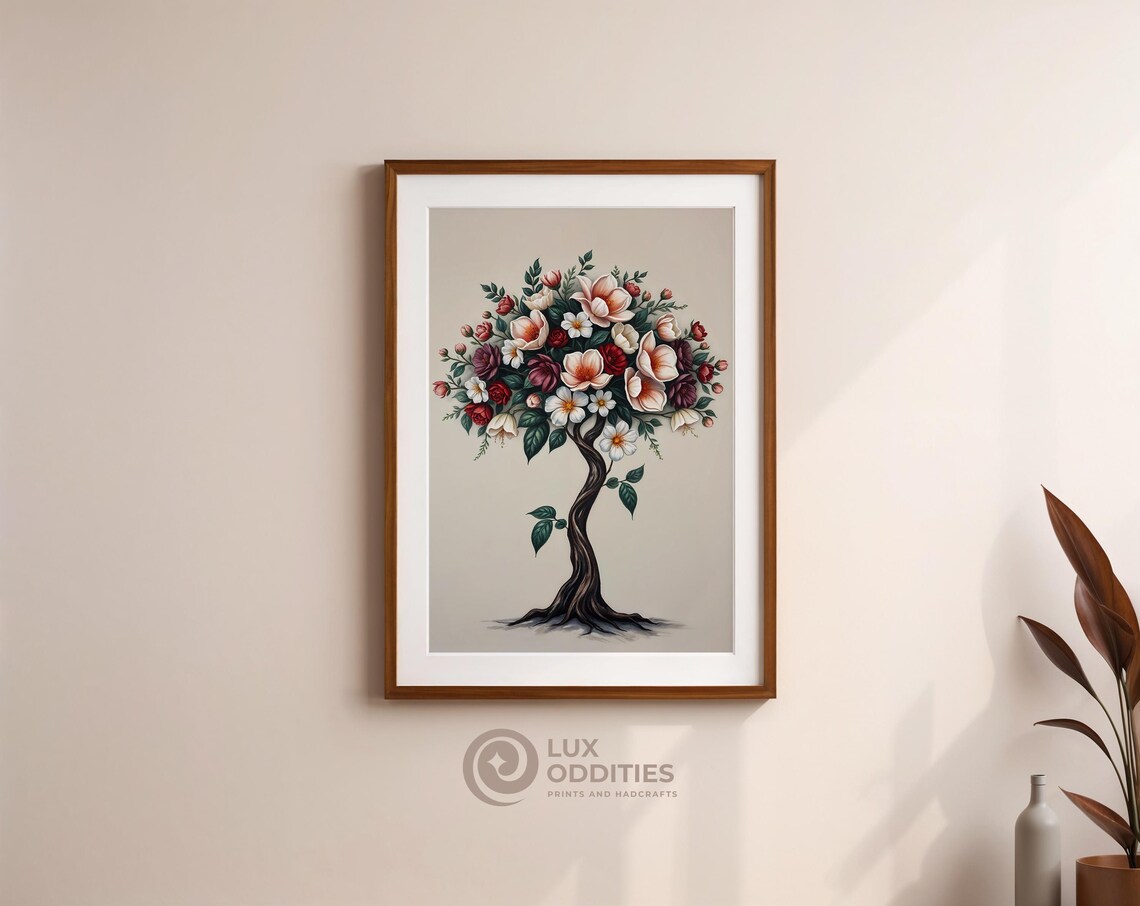 Floral Tree, Vintage Botanical Wall Art Print
