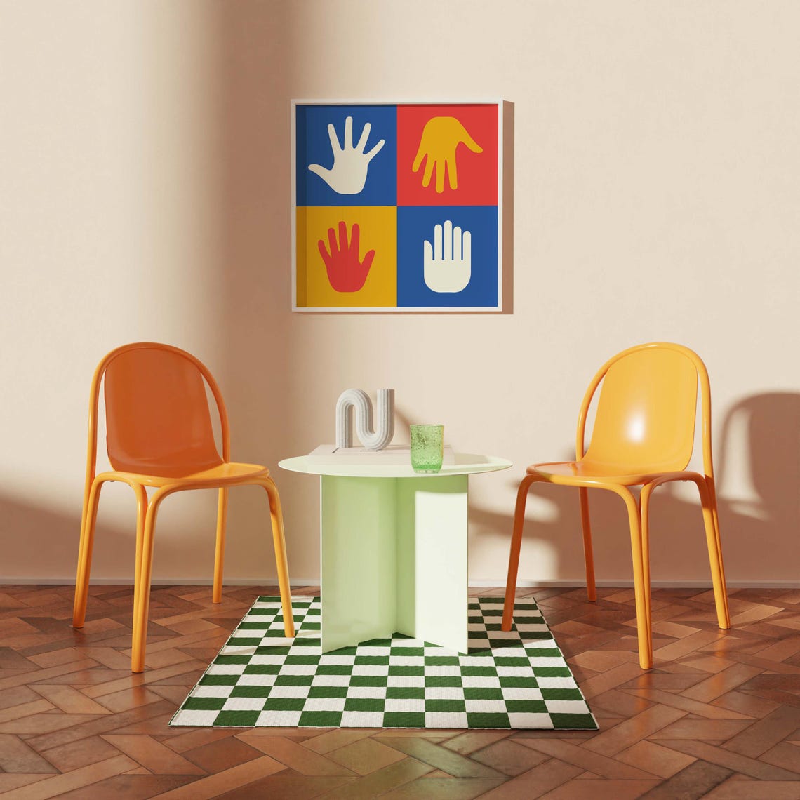 Pop Art Hand Silhouette Color Block Square Graphic Art Poster - Image 2