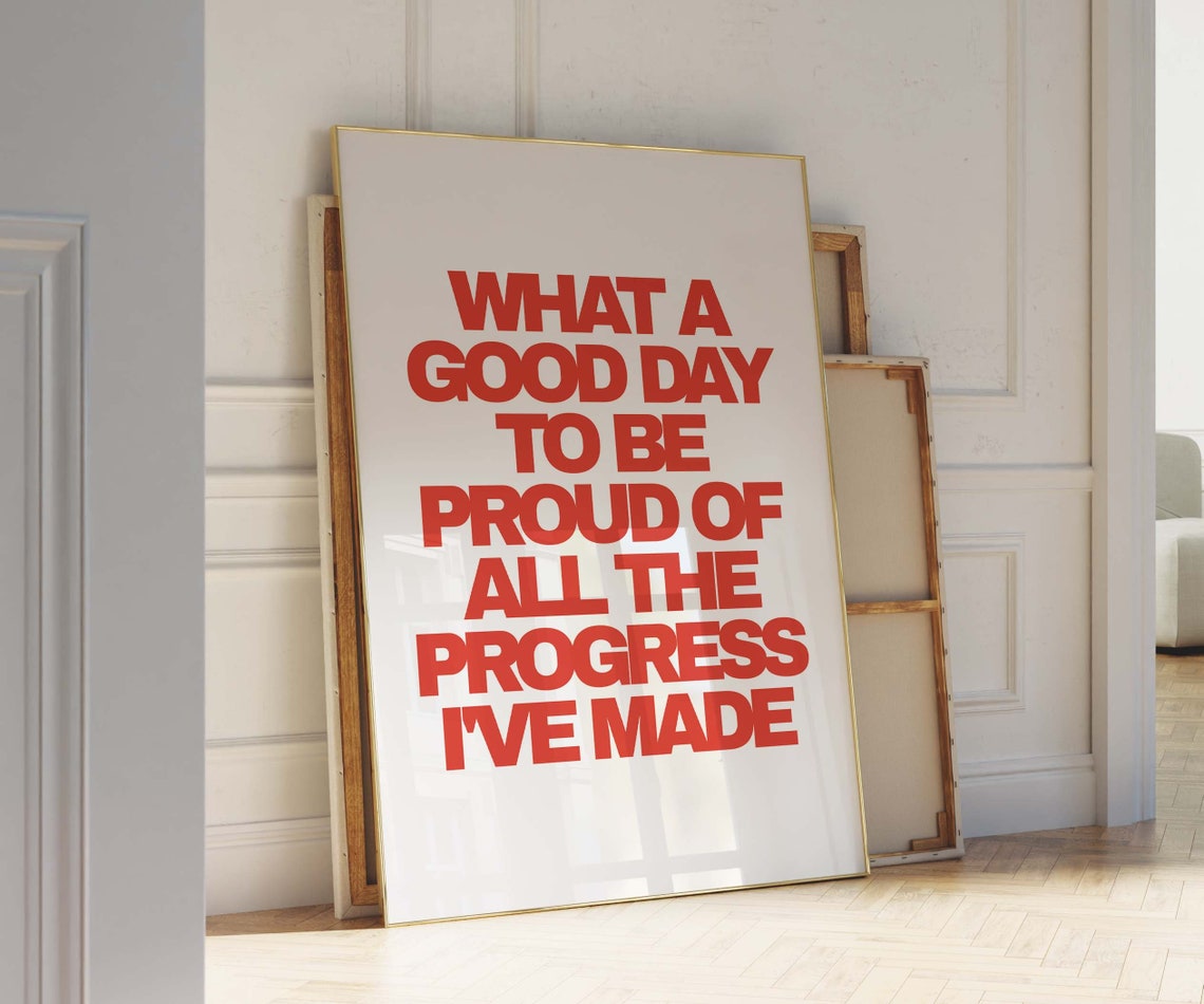 What A Good Day Bold Red Typography Motivational Quote Poster