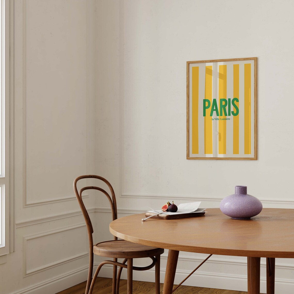 Paris la Ville Lumiere Yellow Green Stripe French Travel Poster - Image 2