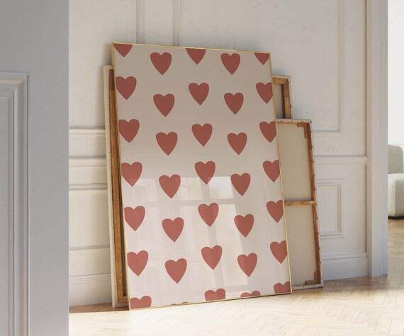 Simple Heart Poster Soft Girl Aesthetic Cute Apartment Decor College Apartment Retro Girly Print Y2k Poster Flower Girly Posters
