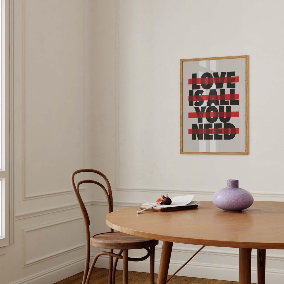 Love Is All You Need Bold Red Stripe Typography Quote Poster - Image 2