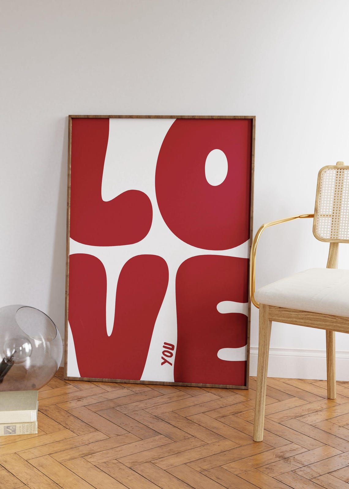 Love You Bold Red Bubble Letters Romantic Typography Pop Art Poster