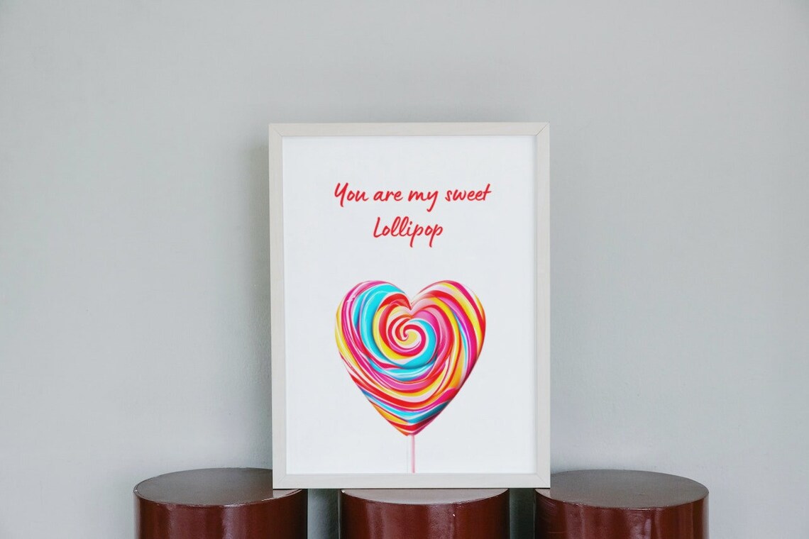 You Are My Sweet Lollipop Heart Candy Swirl Valentine Wall Poster - Image 2