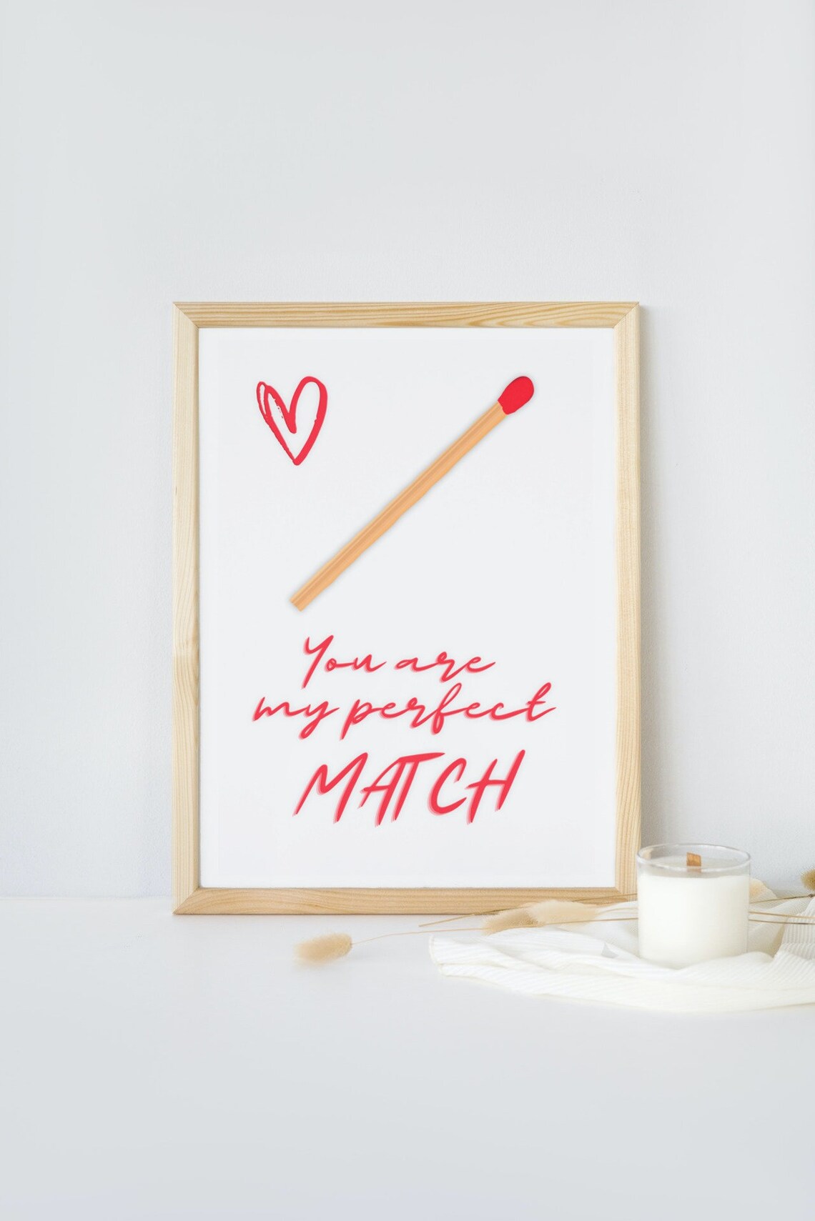 You Are My Perfect Match Love Pun Matchstick Heart Valentine Poster - Image 4