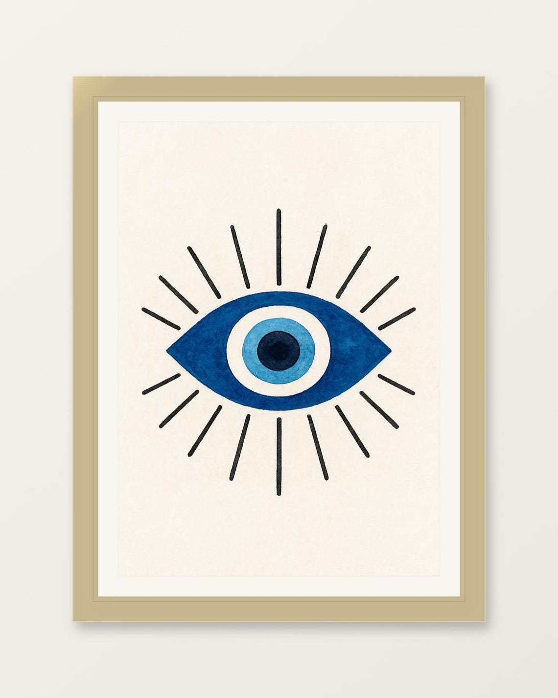 Minimalist Evil Eye Print Watercolor Nazar Art Modern Boho Decor