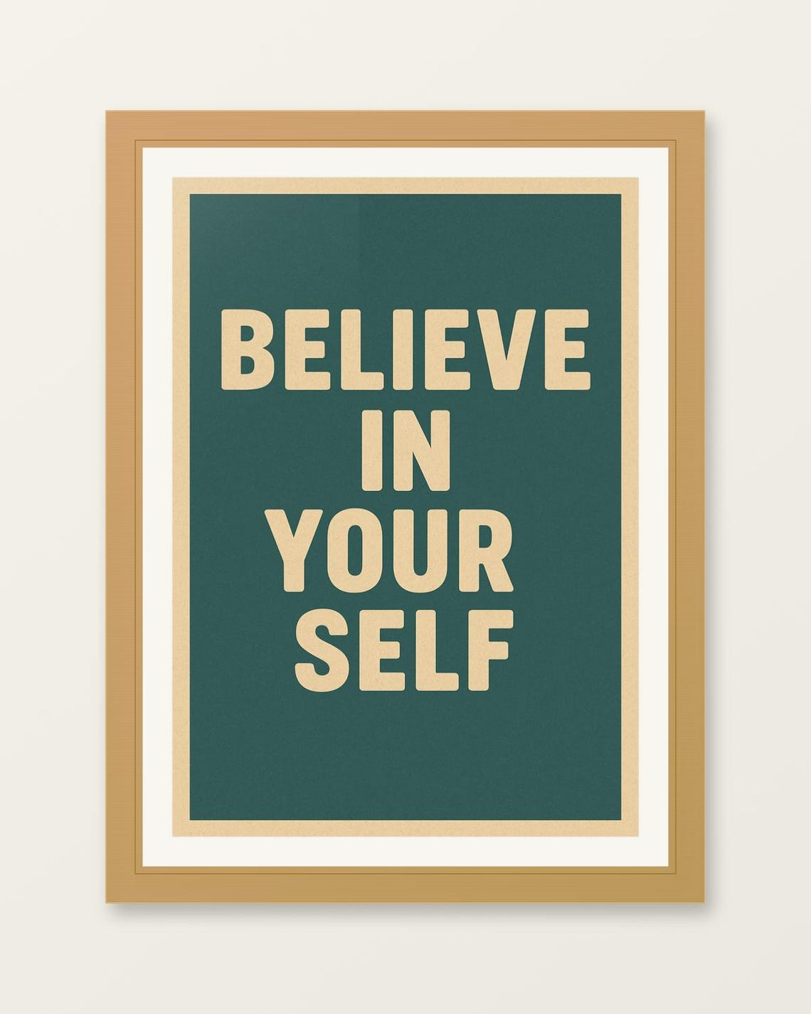 Believe in Yourself Minimal Teal Typography Motivational Poster