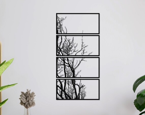 Metal Tree Of Life Decor Tree Wall Art Metal Wall Art Home Office Decoration Unique Gift Idea Wall Hangings Metal Art Work 4panel Art