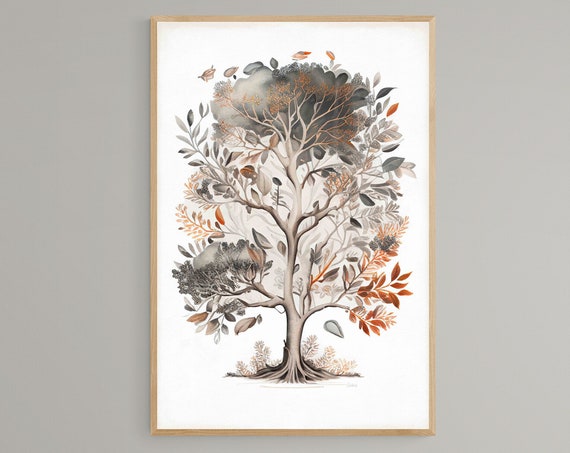 Tree Of Life Poster Zen Wall Art Yoga Art Print Mindfulness Gift Meditation Poster Boho Wall Decor