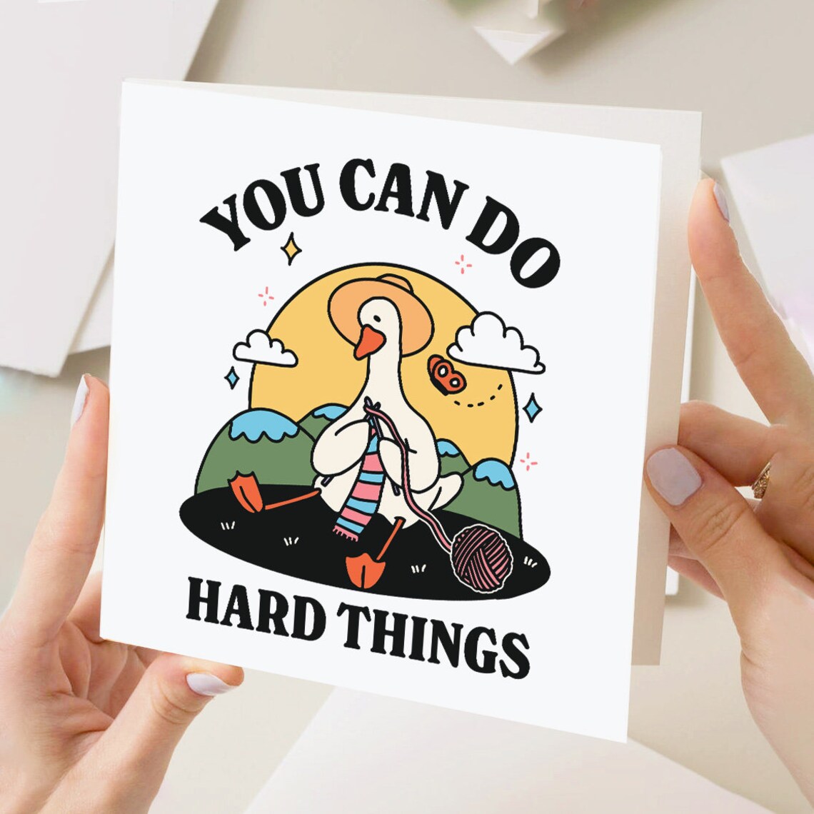 You Can Do Hard Things Goose Card Encouragement Positive Quote Greeting Card - Image 3