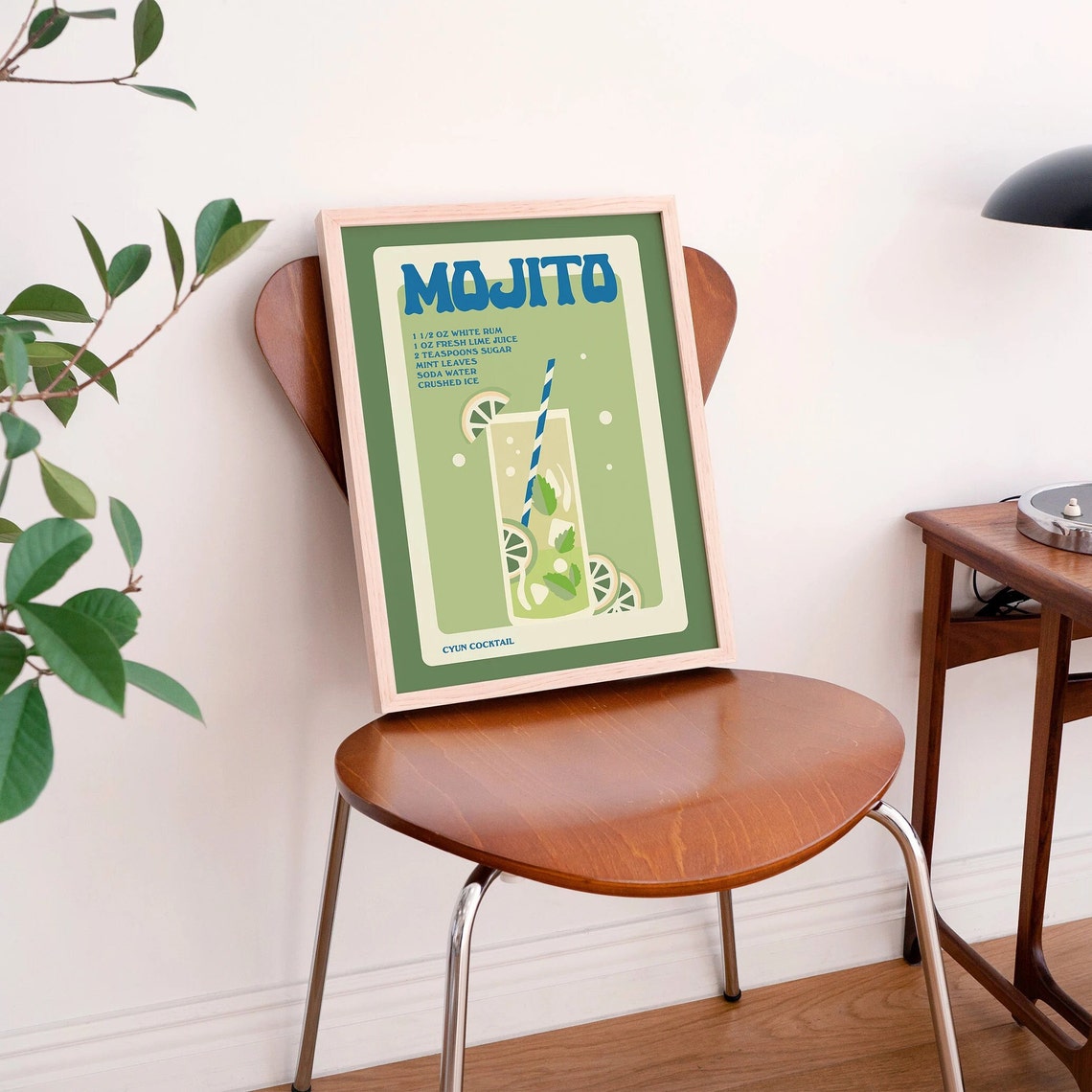 Mojito Cocktail Recipe Green Retro Bar Kitchen Lime Mint Poster - Image 4