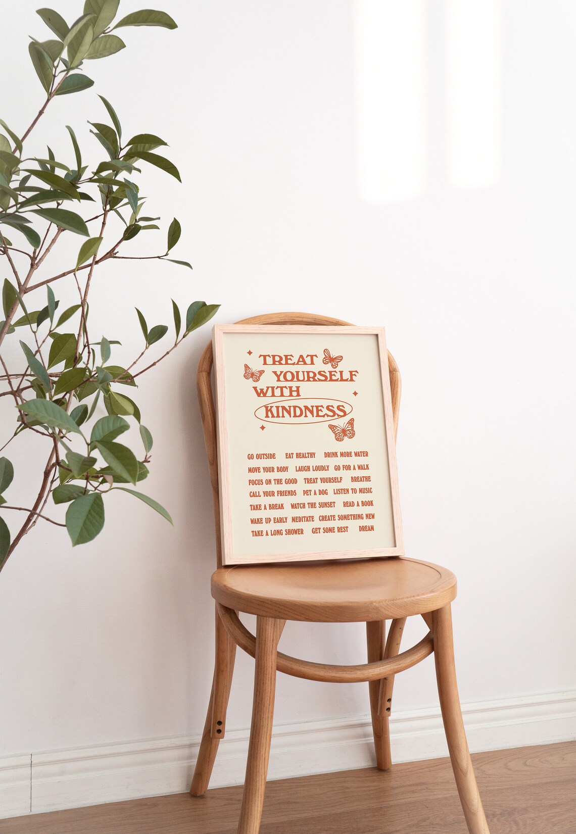 Affirmations Wall Print Positive Affirmations Print Retro Wall Decor Prints Instant Art Orange - Image 2
