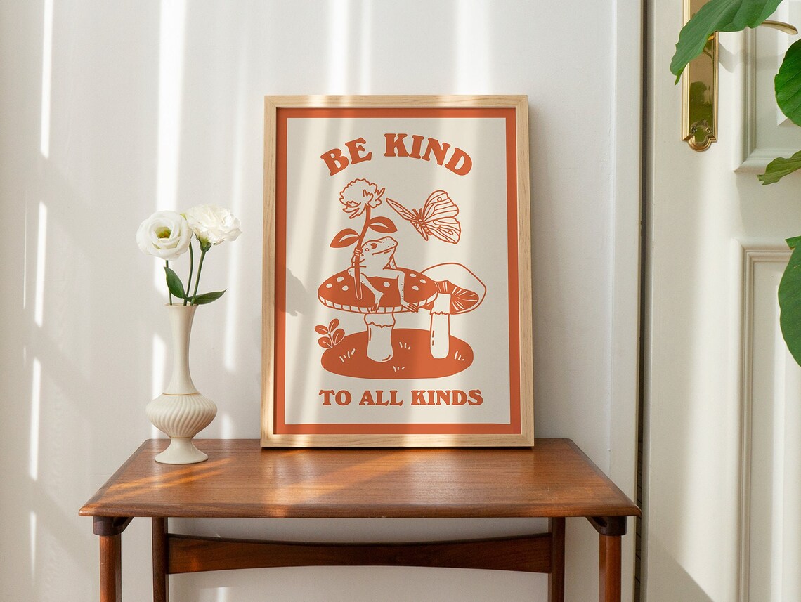 Frog Mushroom Retro Wall Decor, Vintage Art - Image 3