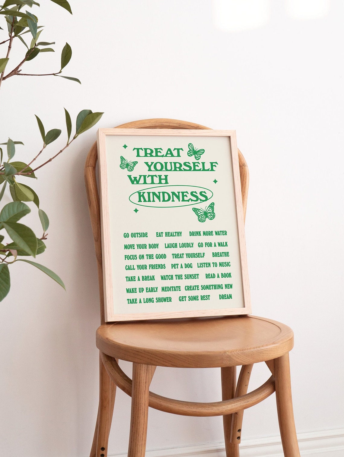 Treat Yourself With Kindness Affirmations List Green Wall Poster - Image 2