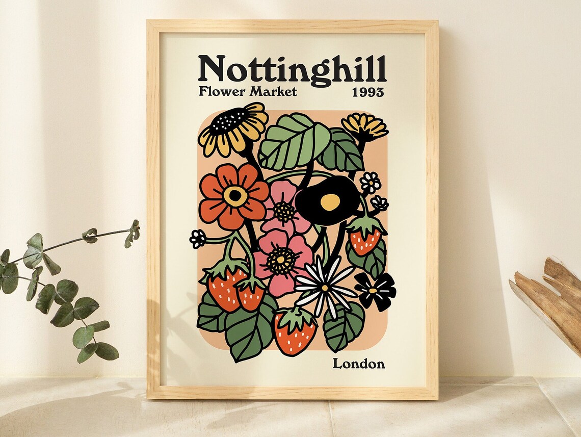 Nottinghill Flower Market 1993 London Strawberry Floral Poster - Image 2