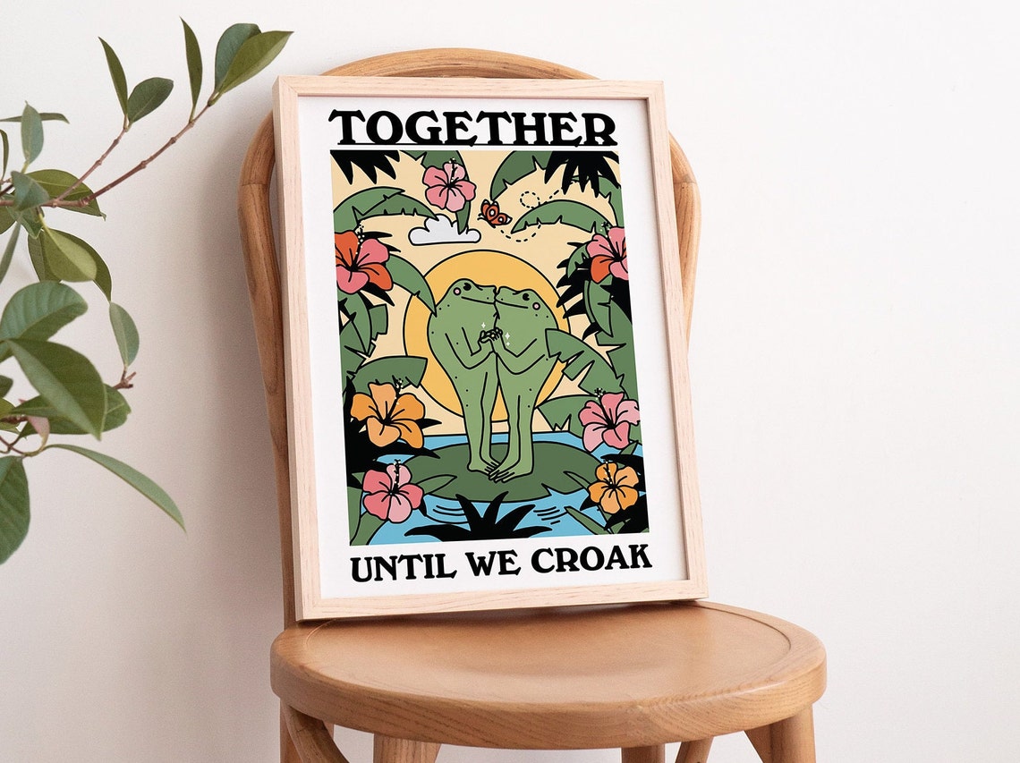 Tropical Frog Retro Mushroom Art Print - Image 3