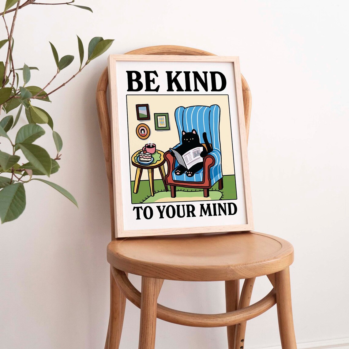 Be Kind Cat Print, Cute Black Cat Illustration - Image 4