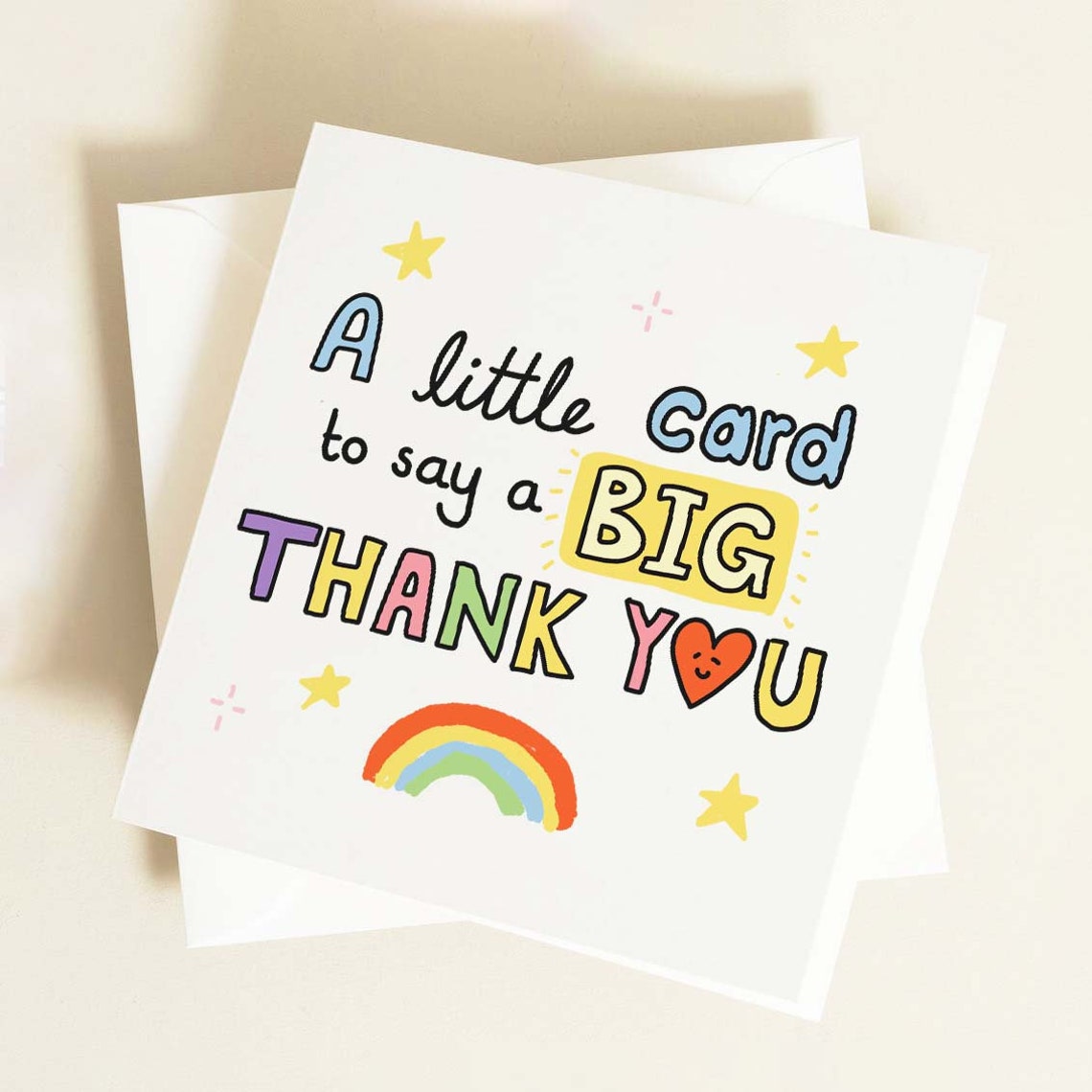 Little Card To Say A Big Thank You Greeting Card Thank You Card Personalised Message Card Cute Handmade Cards Thank You Doodle Cards - Image 2