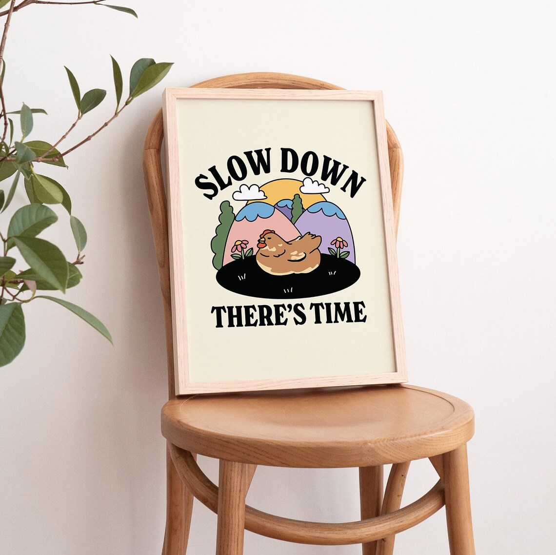 Cute Chicken Quote Print, Retro Cottagecore Poster - Image 3