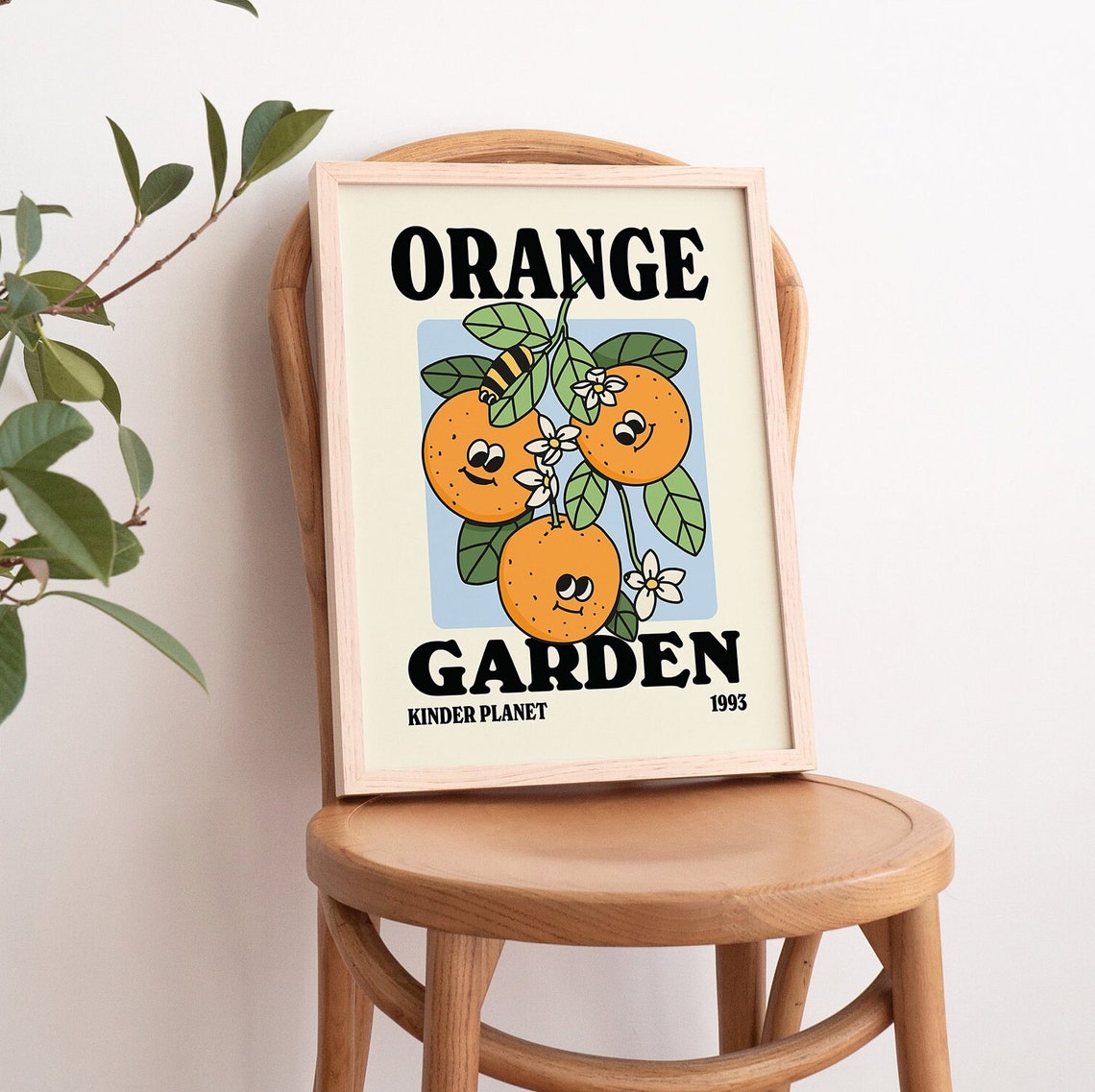 Orange Garden Retro Floral Art Print - Image 4