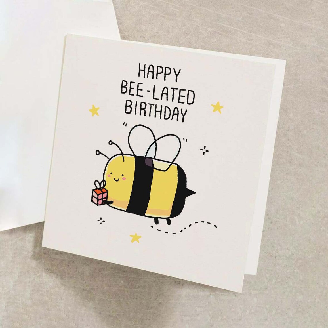 Happy Bee Lated Birthday Funny Belated Birthday Card With Cute Bee - Image 3