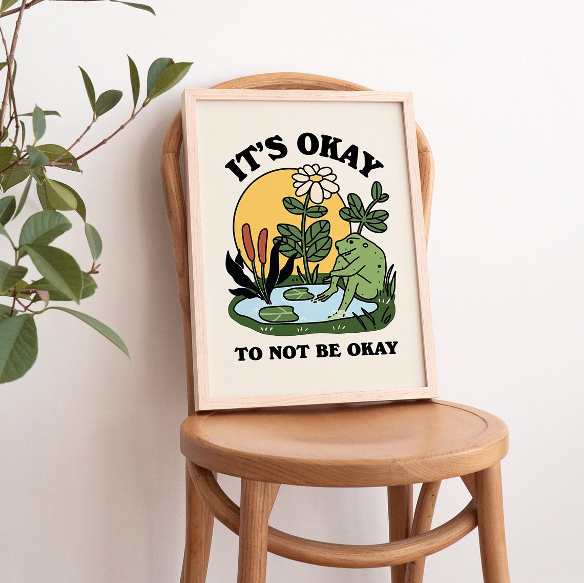 Frog Self Care Quote Retro Wall Art Print - Image 3