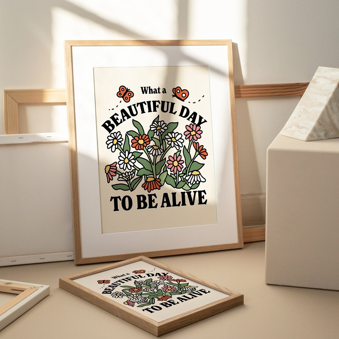 Retro Botanical Butterfly Gratitude Art Print - Image 3