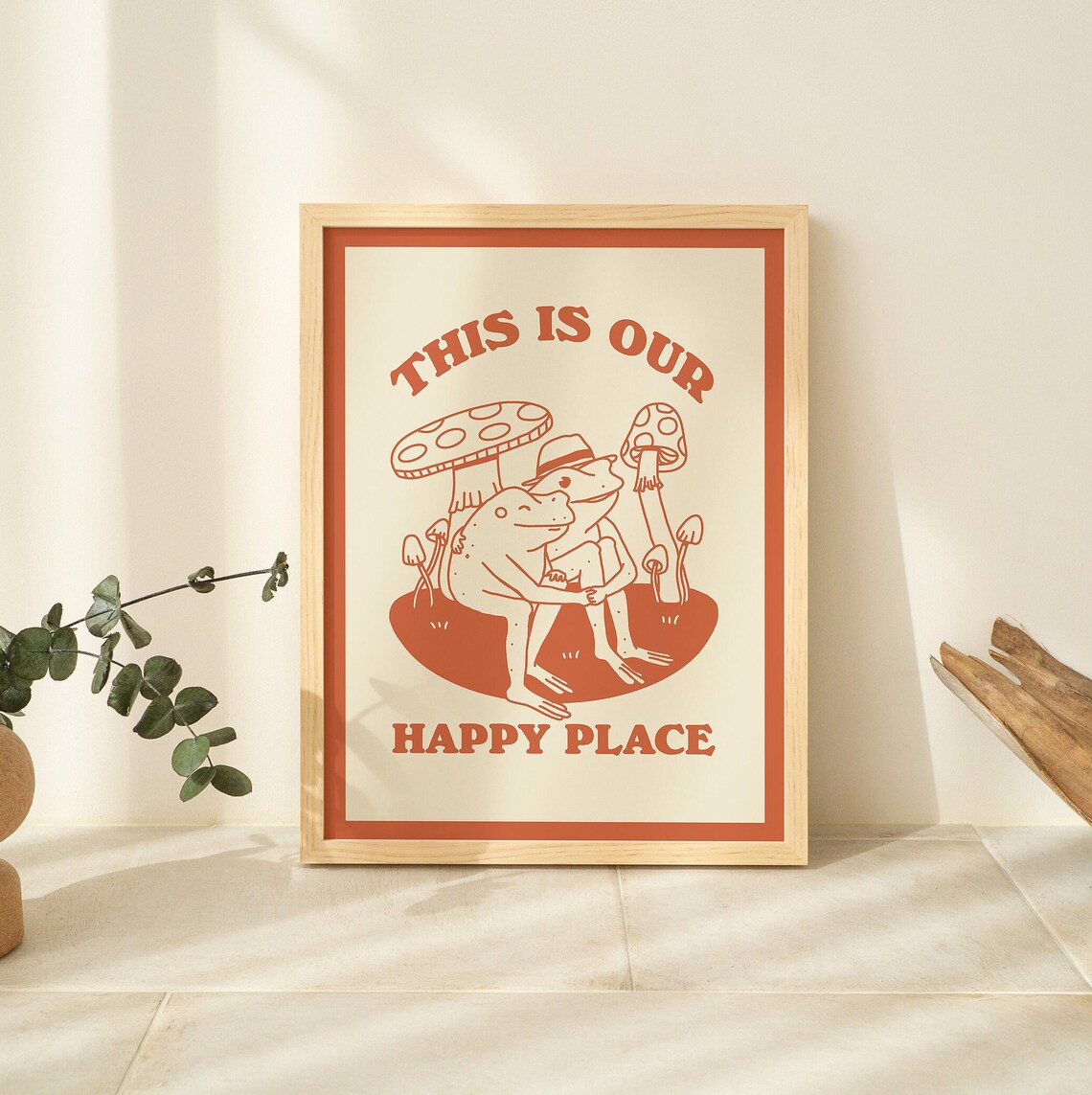 Retro Frog Mushroom Quote Poster, Cottagecore Style - Image 2
