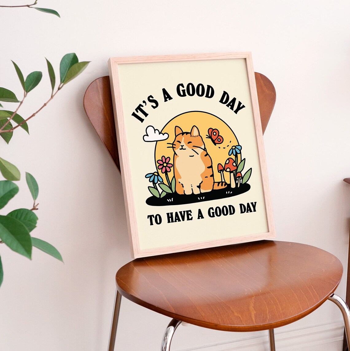 Cute Cat Good Day Quote Poster, Nursery Room Decor - Image 4