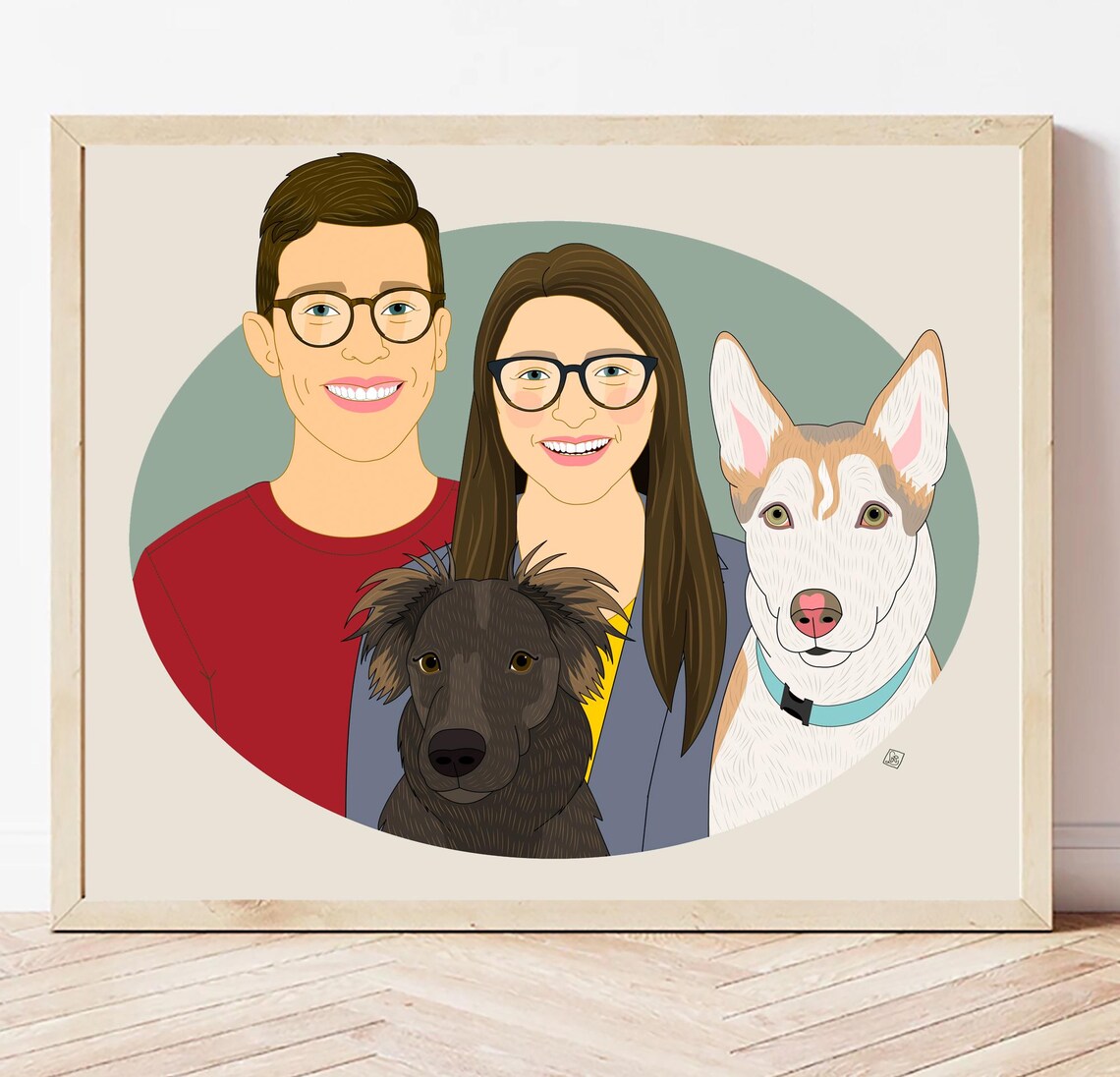 Gift Certificate Couples Portrait With 2 Pets - Image 4