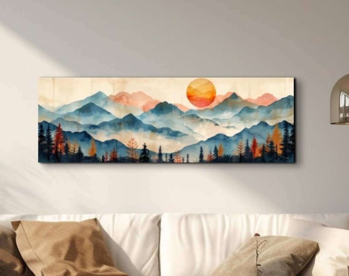 Panoramic Coast Range Mid-Century Mountain Art Print