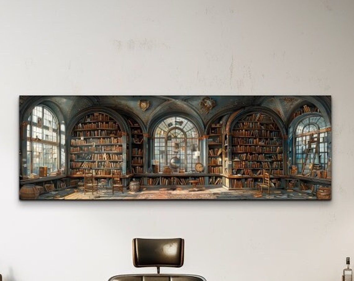 Mystic Library Panoramic Wall Art Print