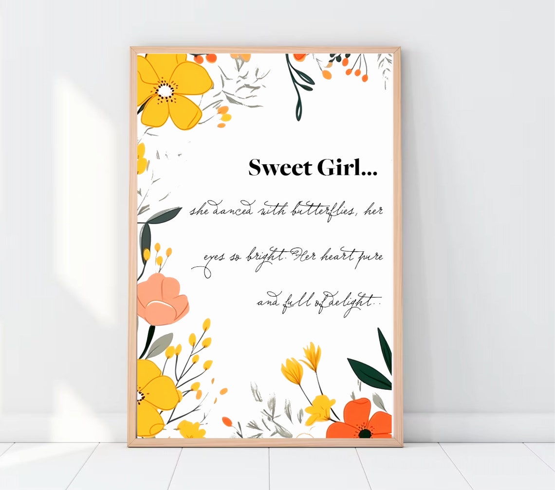 Sweet Girl Nursery Quote Nursery Quote Print Girls Room Wall Art Nursery Prints Baby Shower Gift Nursery Decor Nursery Sign