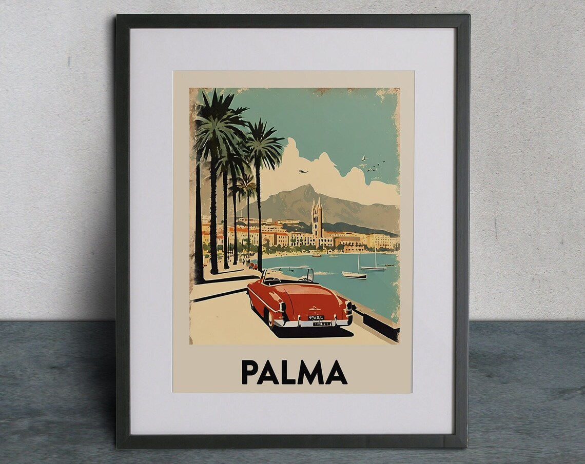 Palma Mallorca Vintage Travel Poster, Spain Art Print