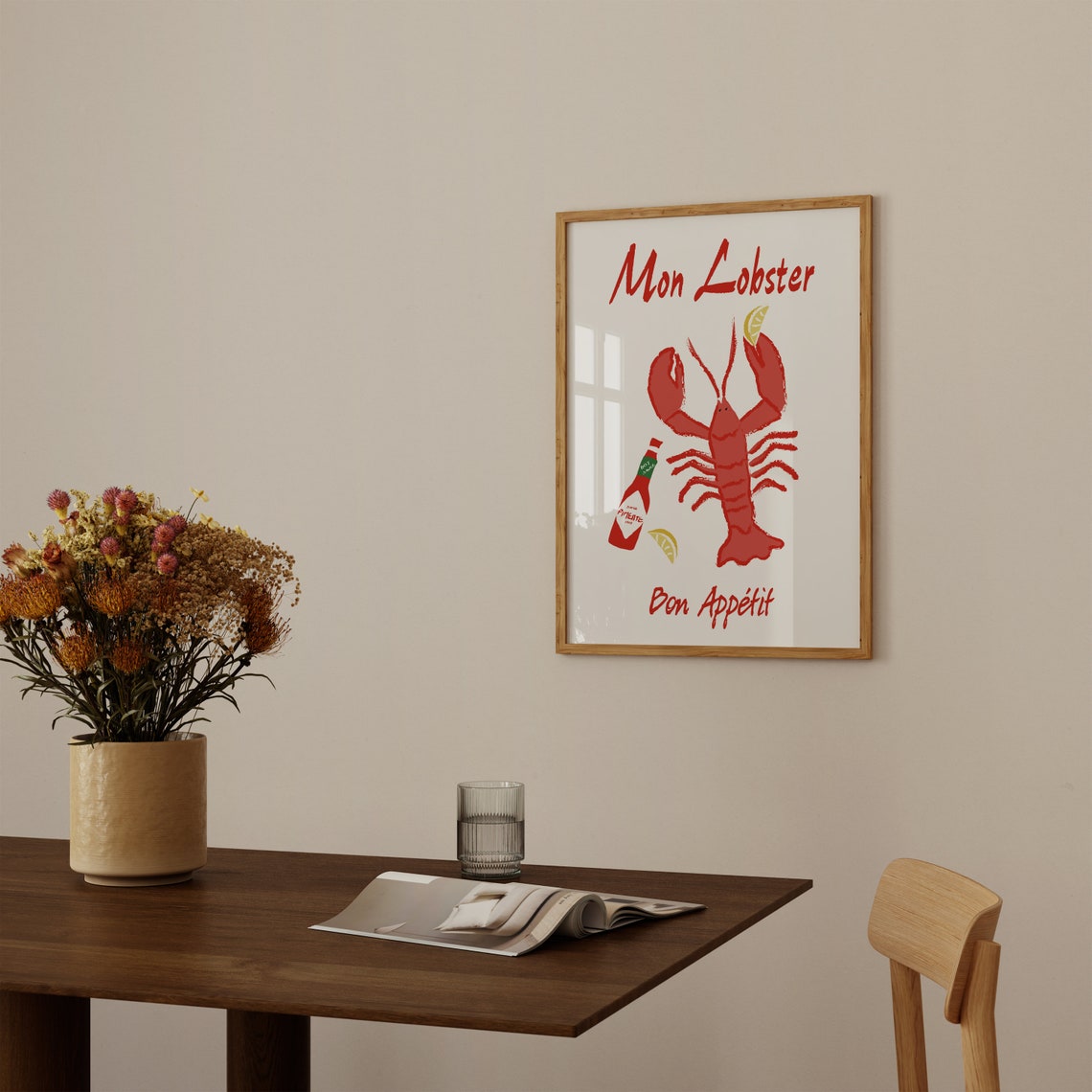 Mon Lobster Bon Appetit Red Lobster French Bistro Kitchen Wall Art - Image 2