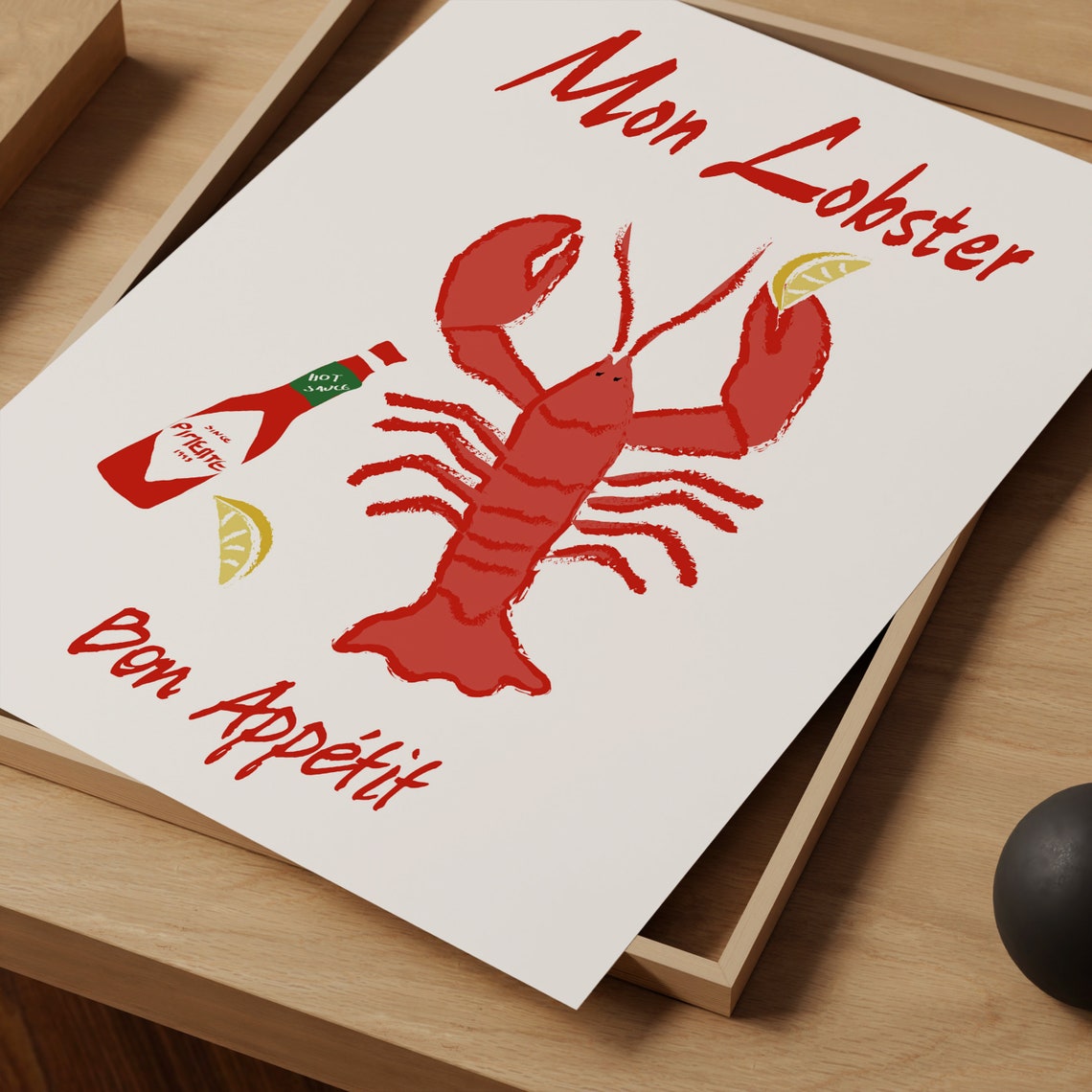 Mon Lobster Bon Appetit Red Lobster French Bistro Kitchen Wall Art - Image 3