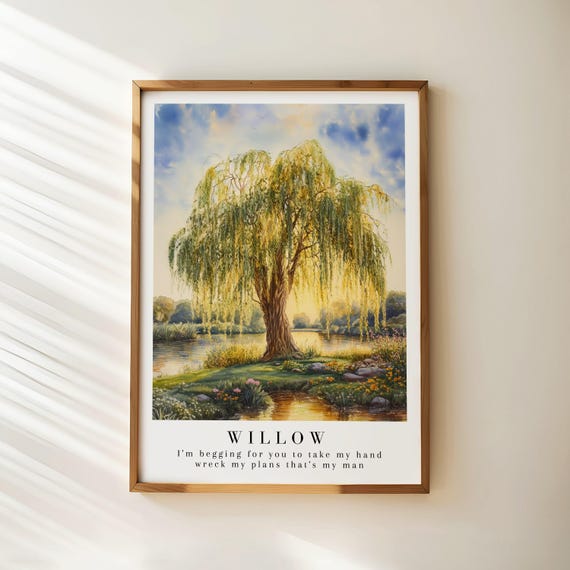 Willow Poster Evermore Watercolor Art Willow Tree Illustration Wreck My Plans Girly Room Dcor Trendy Poster Nature Inspired Wall Art