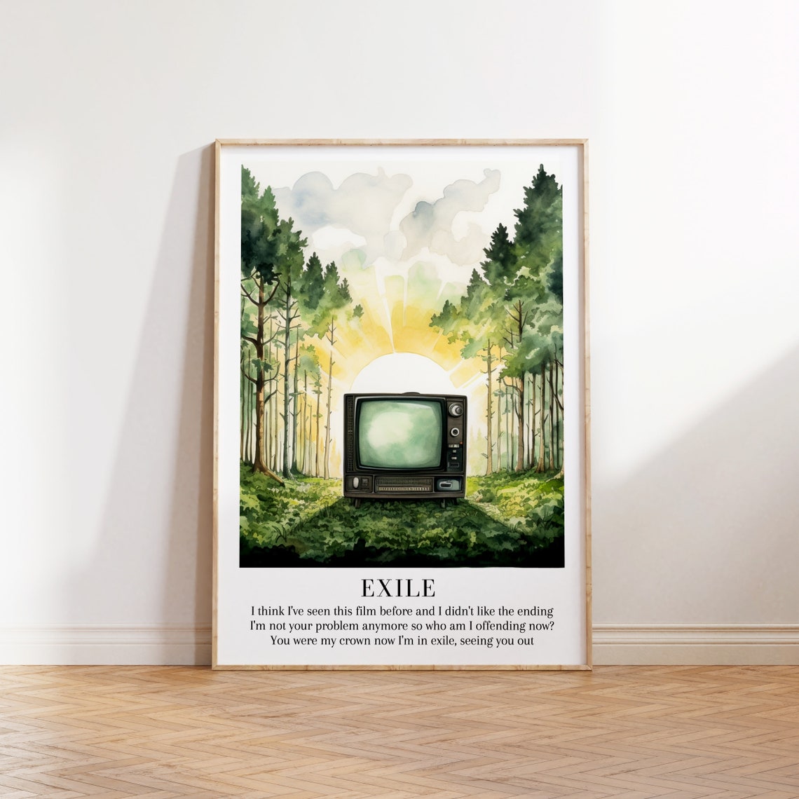 Taylor Swift Exile Lyrics Retro Television Forest Scene Poster - Image 2